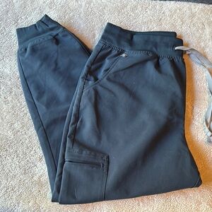 Figs Black Track Pants with Tapered Ankle Cuffs